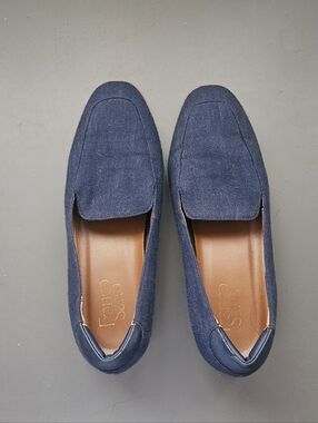 Franco Sarto Navy Canvas Blue Slip-On Loafers